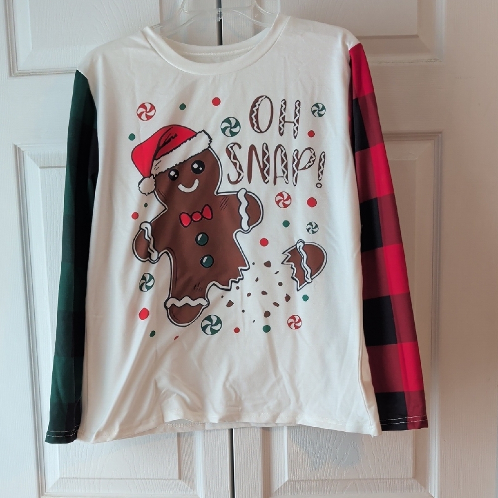 Festive Gingerbread Kids Shirt - Red, Green, White